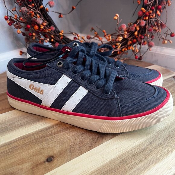 Gola Men's CMA516 Comet Plimsoll Canvas Lace-up Sneaker Shoe Sz 8US in Navy Blue - Picture 1 of 11